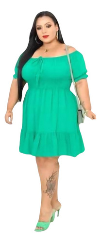 Vestidinho Plus Size Curto Pipoca Enviamos Em 24 Hs.