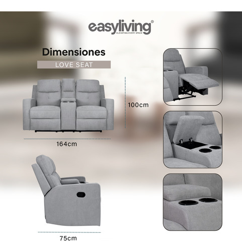 Sofa Reclinable Con Portavasos Love Seat Moon Easy Lving
