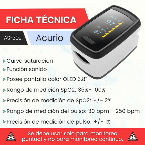 Imagen 4 de 7 de Oximetro Saturometro Pulso Dedo Pediatrico Y Adultos Correa