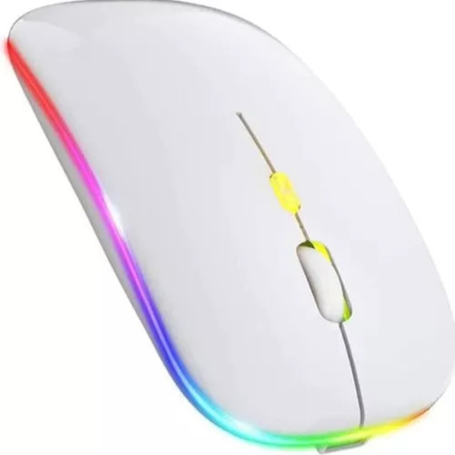 Mouse Sem Fio Recarregável Led Carregador Bateria 1600dpi Cor Branco