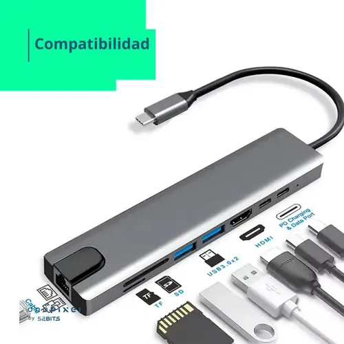 Hub Adaptador Usb C Multipuerto 8 En 1