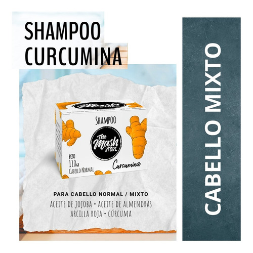 Shampoo Sólido 100% Natural The Mash Store - Curcumina X110g