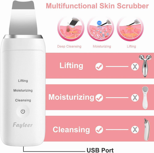 Limpiador Facial Ultrasónico Con 2 Cepillos Masajeadores