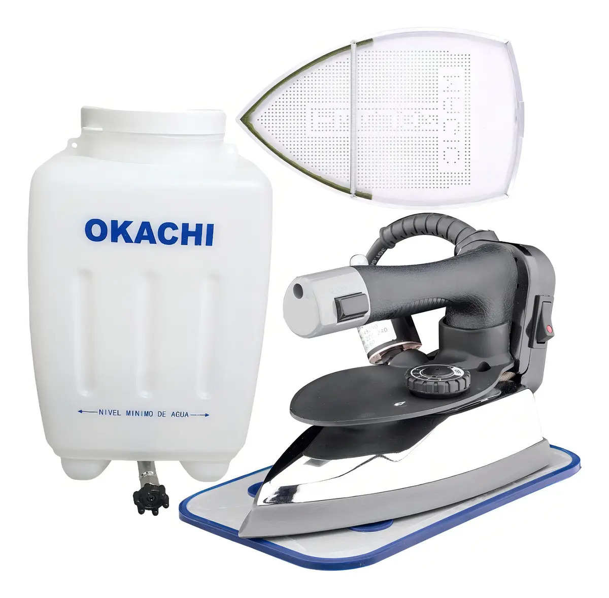 Ferro Passar A Vapor Industrial Okachi 1200 Watts + Sapata Cor Preto/prateado