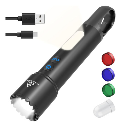Linterna Recargable Led 10 Modos - Luz Lateral Cob - Imperme