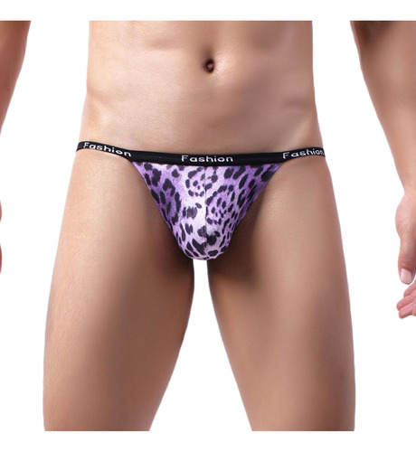 Bragas T Para Hombre De Cintura Baja Con Estampado De Leopar