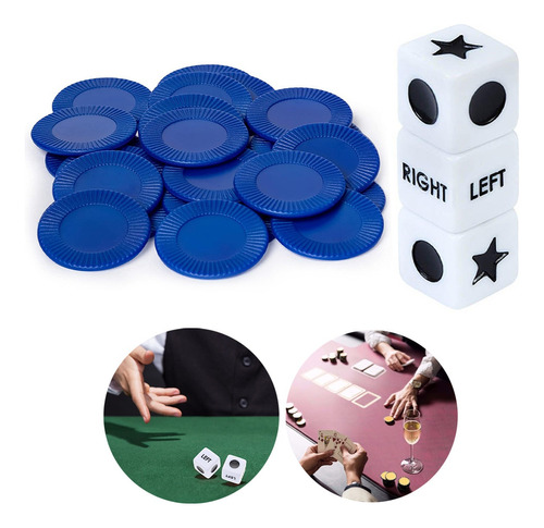 Left Center Right Juego De 3 Dados Navidad + 24 Fichas