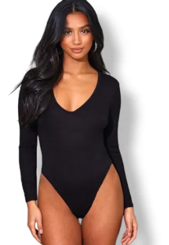 Body manga larga escote v hotsell