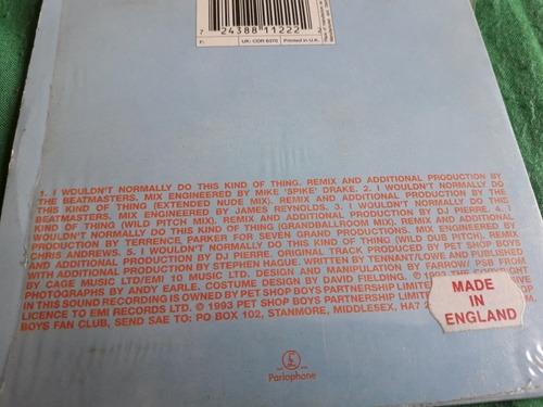 Pet Shop Boys-i Wouldnt Normally Do This Kind Of Thing En Cd (Usado)