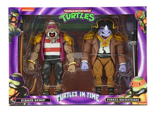 Figuras Neca Turtles In Time Pirate Rocksteady & Bebop 2pack