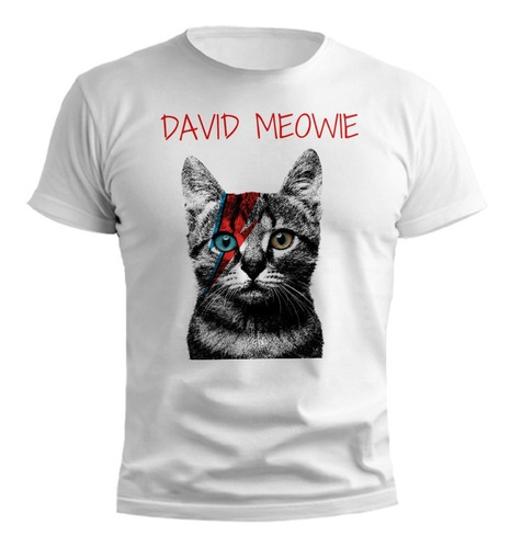 Remera David Meowie Gato Diseño Exclusivo