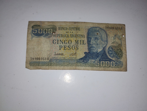 Billete De 5000 Pesos Argentinos Serie 79.908.053a (Usado)