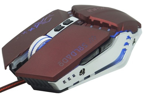 Mouse Gamer 2400 Dpi 6 Botões Led Rgb 4 Cores Cabo Usb Vinho