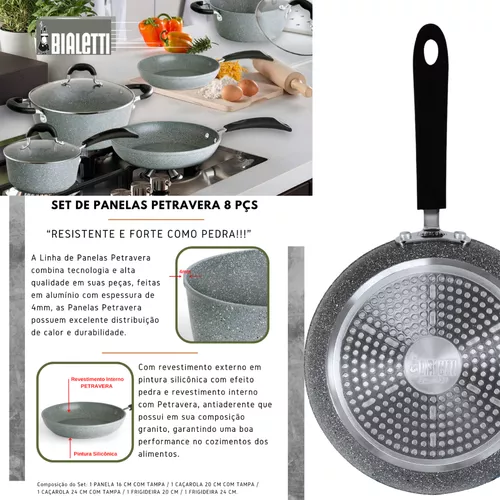 Jogo de Panelas Antiaderente Ceramica Cooktop Fogão Indução Kit 8