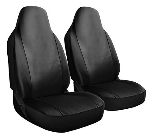 Oxgord Car Seat Cover - Pu Leather Solid Black With Front Lo