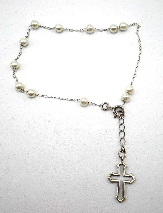 Pulsera Denario Decenario De 925 Con Perlas Naturales
