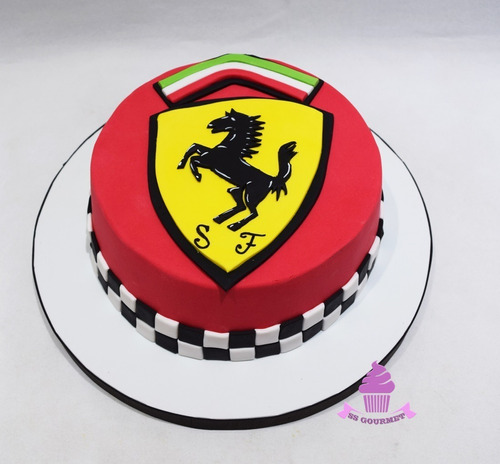 Torta Tematica Ferrari Auto Carrera - Personalizada 20 Porc.