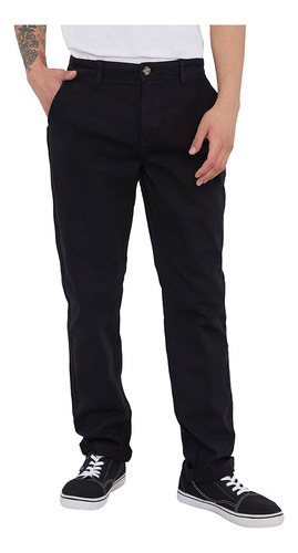 Pantalón Hombre Slim Fit Liso Chino Negro Corona