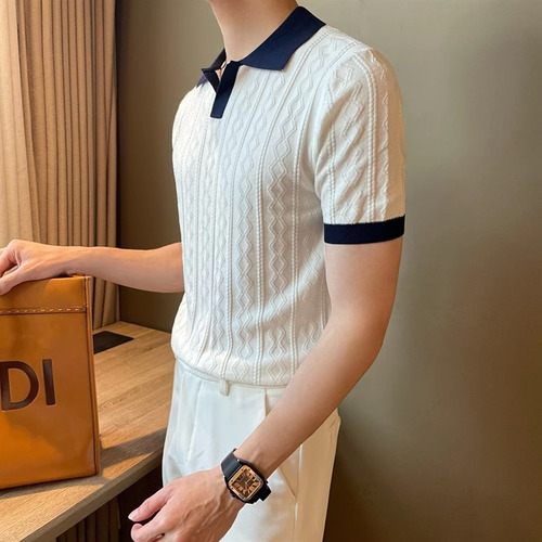 Polo De Hombre Con Textura De Jacquard Elástico