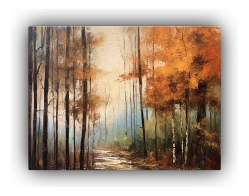 50x40cm Cuadro Decorativo Estilo Estilo Óleo Bosque Otoño 