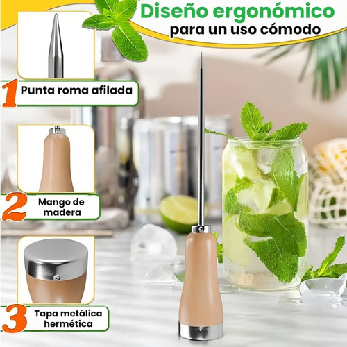 Picahielos Profesional 21,5cm, Acero Inox 304, Mango Madera