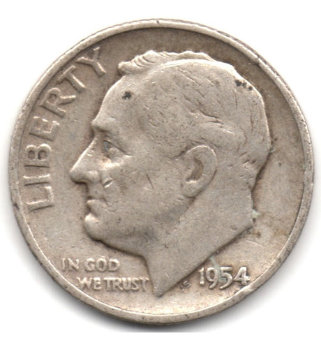 Estados Unidos 1 Dime 1954 Plata 0,900
