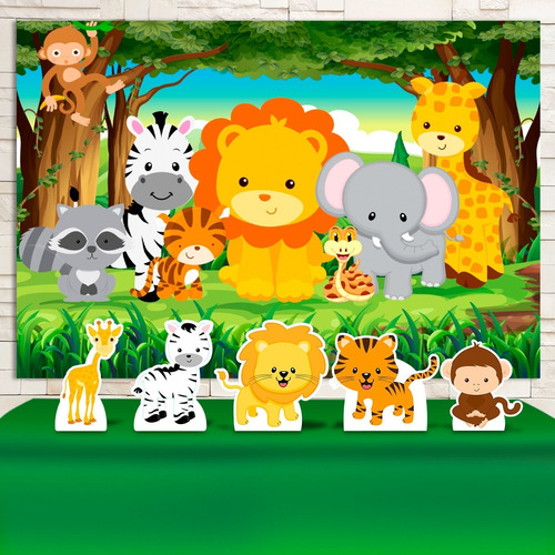 Kit Painel+display Festa Infantil Safari 