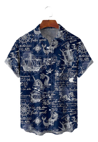 Camisa Hawaiana Unisex Dragon Draw, Camisa De Playa De Veran