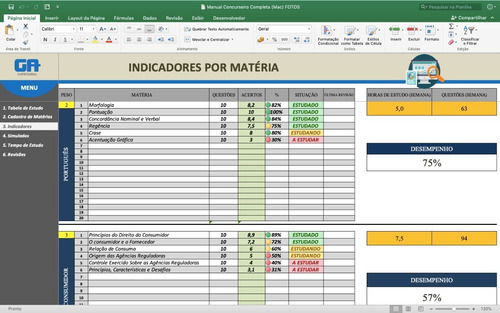 Planilha De Estudos Para Concurso (com Cronômetro + Revisão)