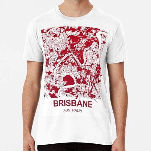 Remera Brisbane Map Art Red Wine Color Australia Algodon Pre