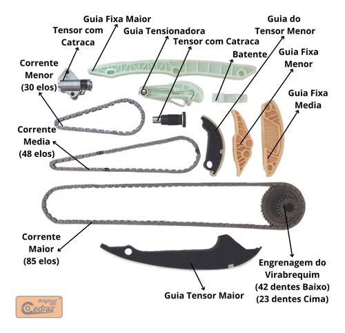 Kit Corrente Completo - Audi A4 Tfsi 2.0 2008 Até 2013