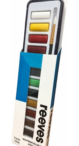 Acuarelas Pastillas Reeves En Lata X 12 Colores + Pincel