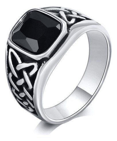 Anillo Vantage For Man Piedra De Cristal Negro Sigent P