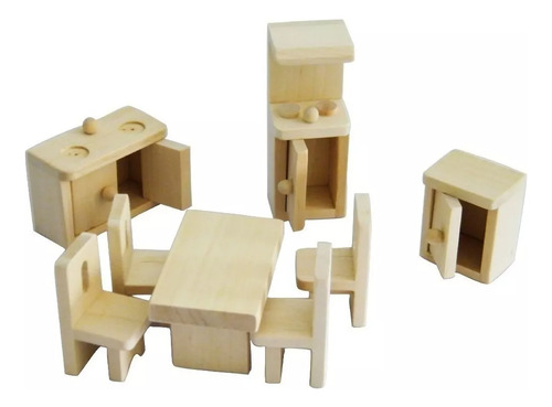 Muebles De Cocina En Madera Para Casa De Muñecas, Mini