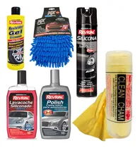 Comprar Kit Lava Auto Moto Limpieza Premium Revigal Shampoo Concentrado Cera Crema Lustra Brillo Proteccion Silicona Paño Gamuza Chamois Guante Microfibra Revividor Gel Siliconado Gomas Exteriores