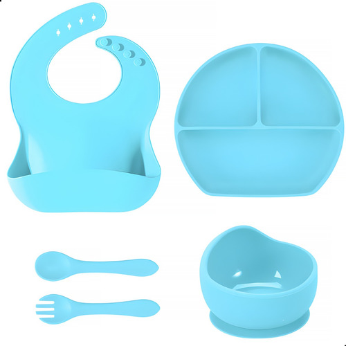 Set De Alimentación Silicona Platos Para Bebe Varios Colores