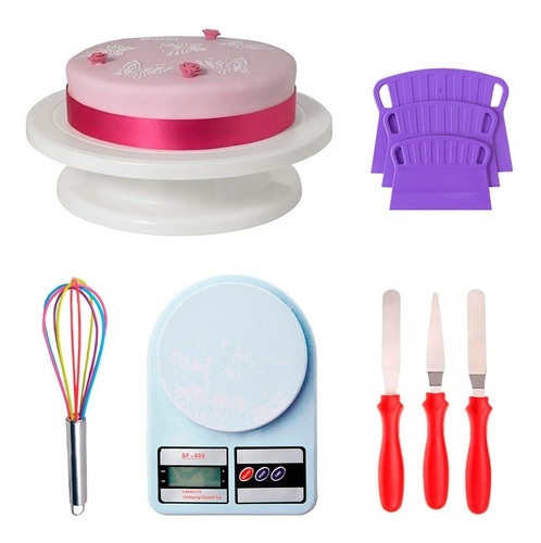 Set Kit Reposteria Pasteleria Balanza Plato Giratorio Cocina