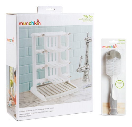  Set Escurridor Y Cepillo Teteros Gris Munchkin 