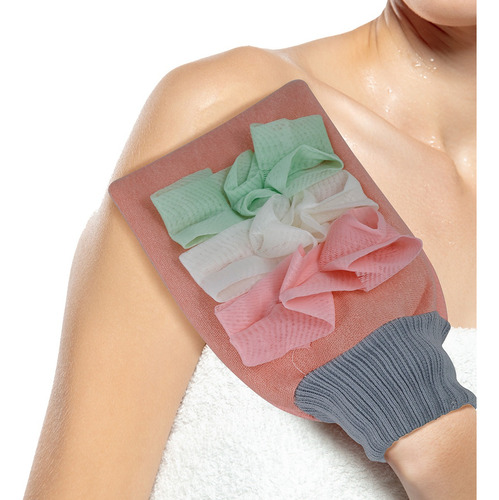 Guante Exfoliante de Ducha Slim Company Manopla Para Baño Limpieza Profunda corporal Retira Piel Muerta Color Rosa
