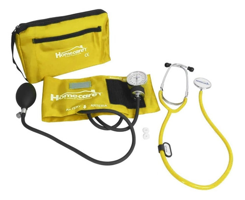 Kit Baumanómetro Estetoscopio Simple Homecare Color Amarillo