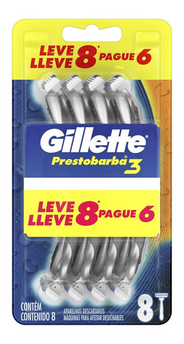 Gillette Máquina Para Afeitar Prestobarba3 Regular 8 u