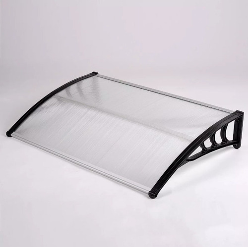 Alero Policarbonato Transparente Y Soporte Negro 1.0 X 0.8m