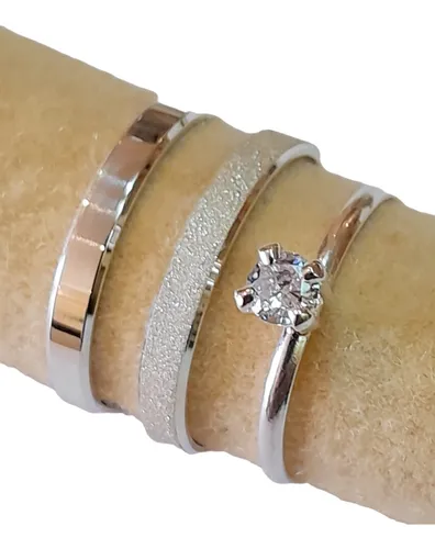 comprar Alianças De Prata 950 Com Solitário, Caixinha E Gravação 3mm