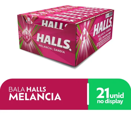Bala Halls Melancia Caixa Com 21 Unidades De 28g