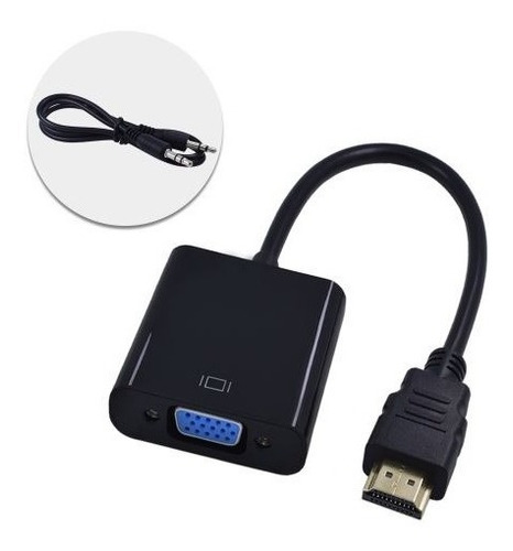 Adaptador Hdmi Macho A Vga Hembra+audio, Negro / Importhans