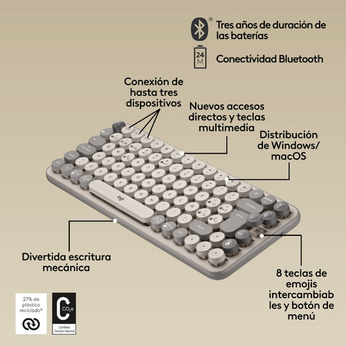 Teclado Mecanico Logitech Pop Keys Arena Emojis Mist