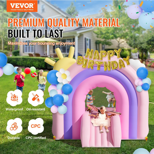Trampolín Brincolín Inflable Niños Rosa Lila 2.3 X 2.3m Msi