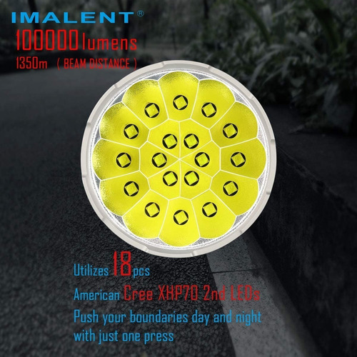 Linterna ultra potente Imalent Ms18 de 100.000 lúmenes, color negro, color blanco