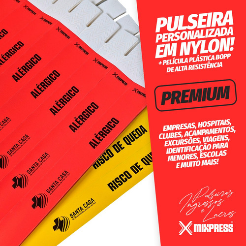 Pulseira Identificação Nylon Impressão Simples . 200 Unids