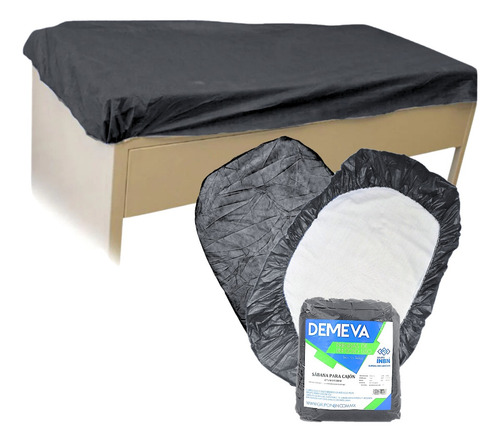 Sábana Desechable Negra Para Camilla Con Resorte Demeva 10pz Negro Liso